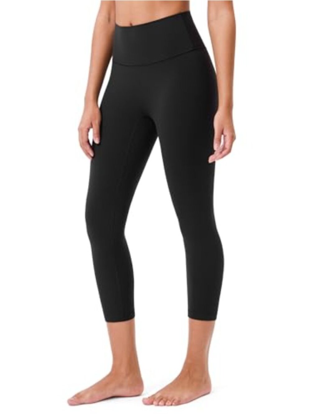 High Waisted No Front Seam Leggings Yoga Capris 21" Inseam